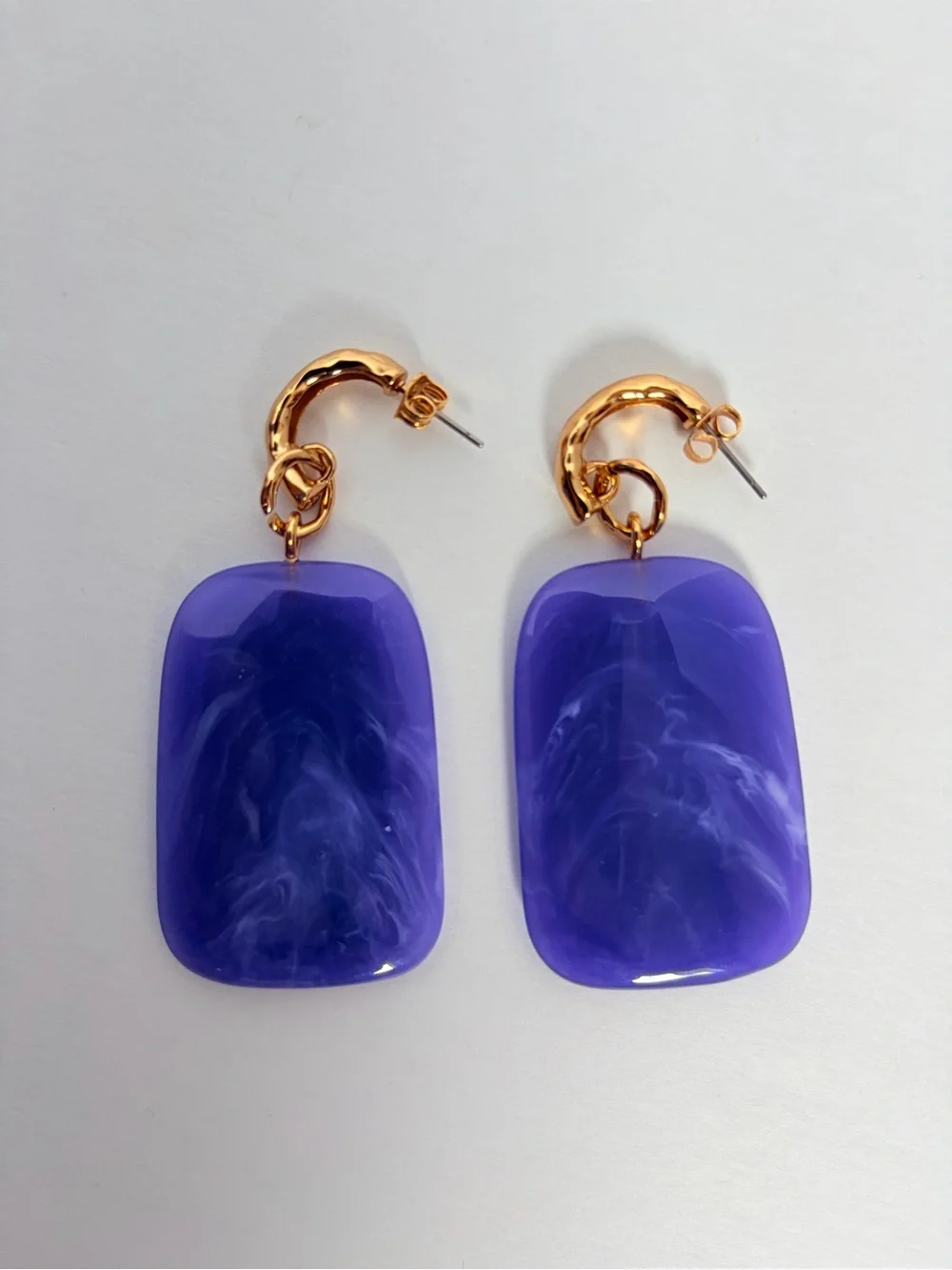 Sezane Purple Joao Earrings Statement Gold Hoop Drop Dangle Chunky Oversized